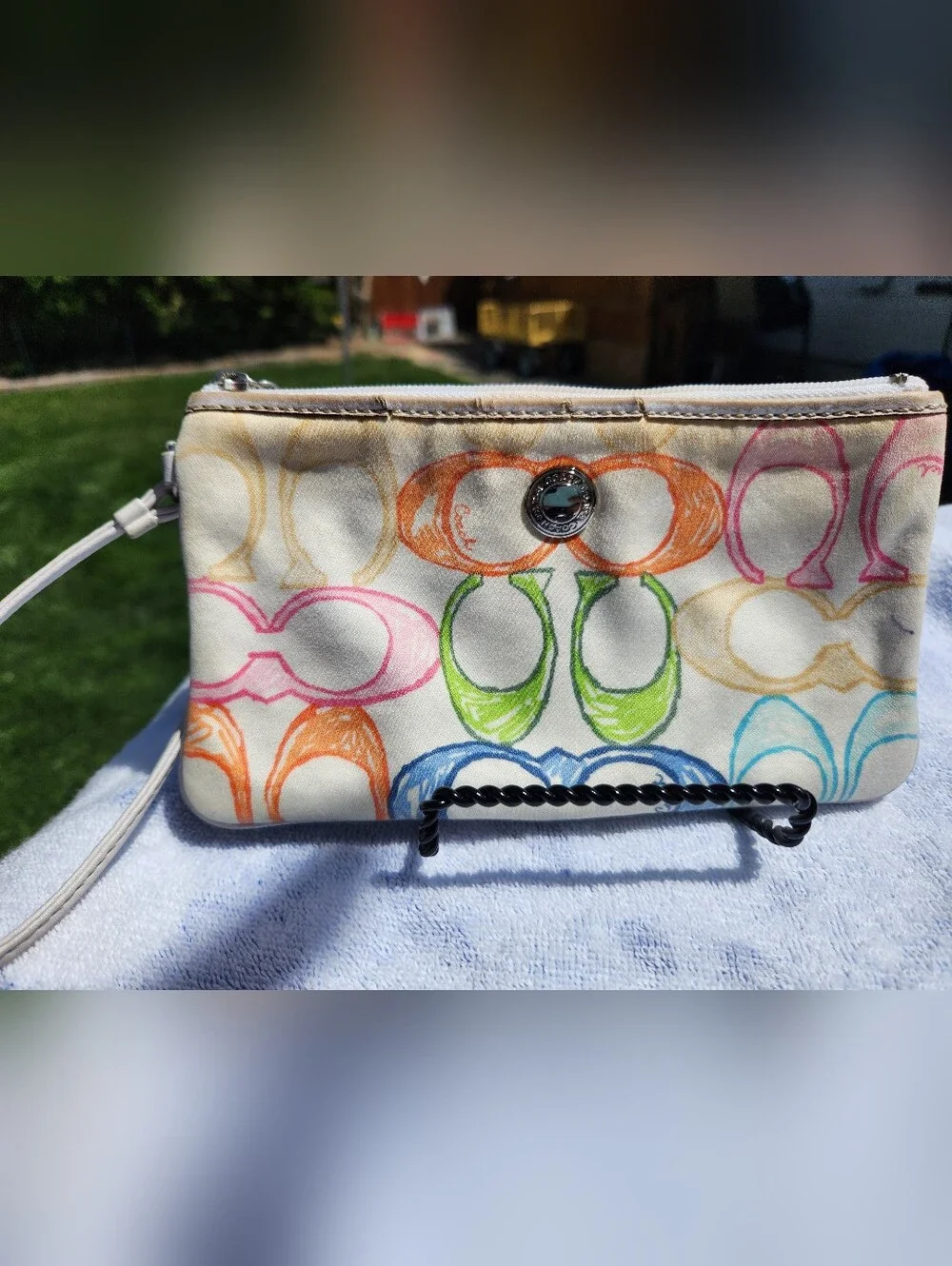 Coach Multicolor Signature Wristlet with Colorful Logo Print
